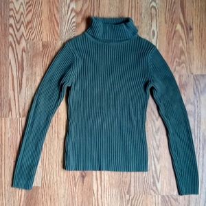 SONOMA LIFE+STYLE Ribbed Cotton Turtleneck - Olive Green - Size Small